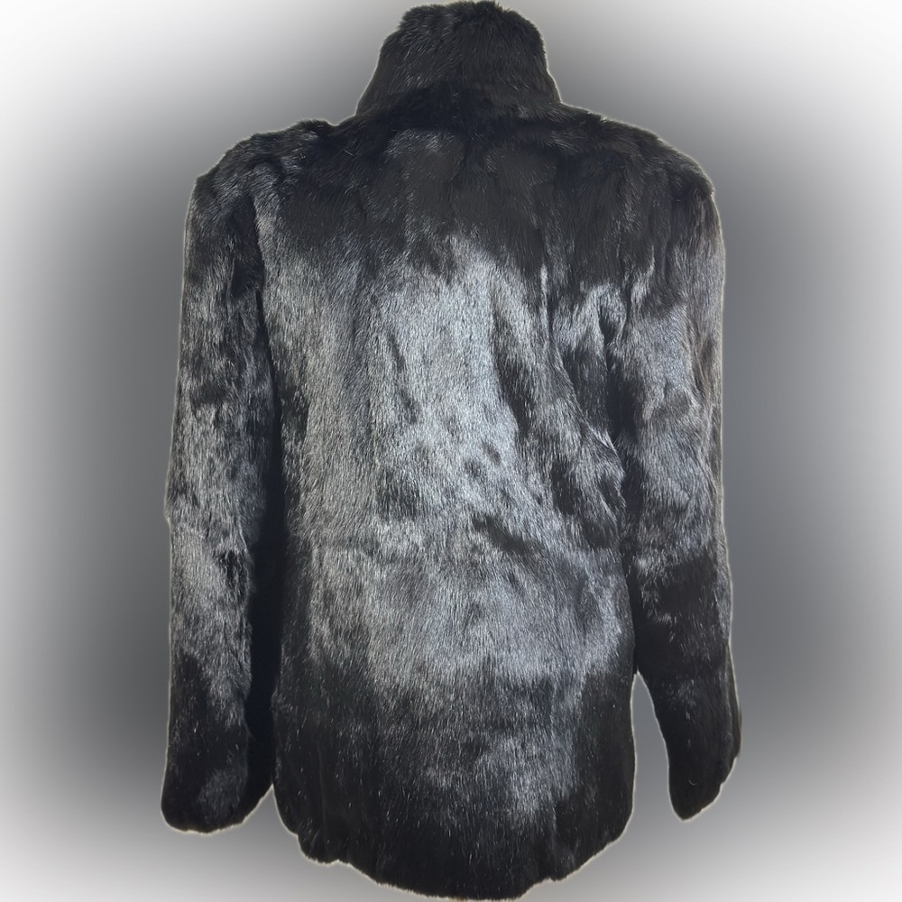 Dyed Black Rabbit Fur Jacket - Picture 4 of 9